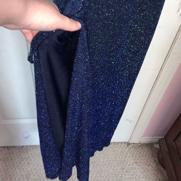 Elegant One Shoulder Long Blue Dress - Picture 15 of 16